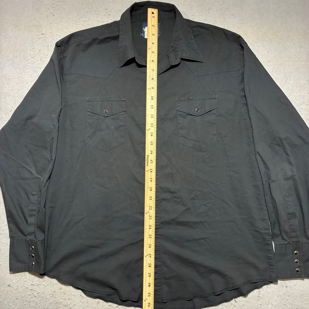 Vintage Wrangler Western Shirt Mens XL All Black Pearl Snaps Cowboy Rodeo - Picture 4 of 8